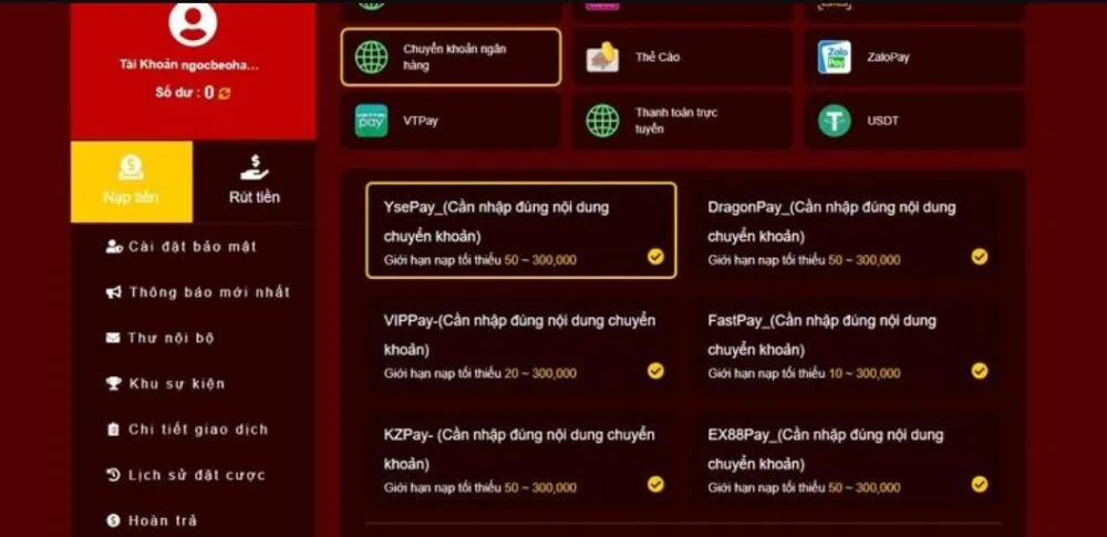 Hệ thống giao dịch đa dạng phương thức thanh toán