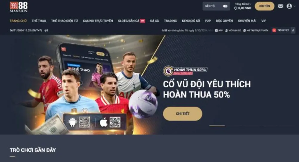 Giao diện hiện đại và dễ dàng thao tác của M88
